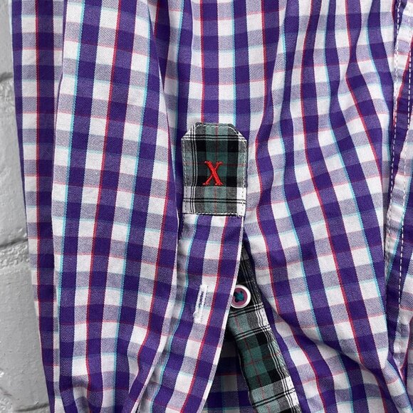 Robert X Graham Shirt Mens 2XLarge Blue Orange Gingham Check Tailored Fit - Picture 12 of 12